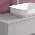 Zawieszone meble łazienkowe z umywalką, projekt w 4 wykończeniach - Paoletto Viadurini