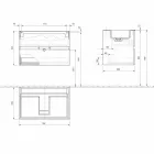 Szafka wisząca do łazienki ze zintegrowaną umywalką w 3 wymiarach - Marione Viadurini