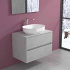 Zawieszone meble łazienkowe i owalna umywalka, nowoczesny design - Cesiro Viadurini