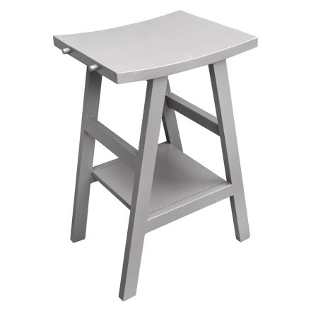 Meble łazienkowe z drewnianym wykończeniem i szarym półokrągłym blatem - Raomi Viadurini