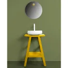 Meble łazienkowe z drewna tekowego z odzysku z żółtym, częściowo zakrzywionym blatem - Raomi Viadurini