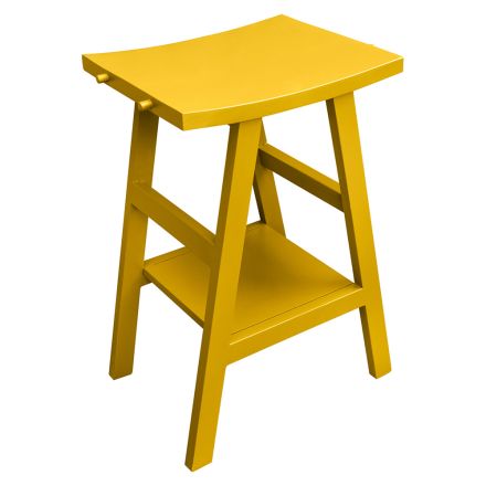 Meble łazienkowe z drewna tekowego z odzysku z żółtym, częściowo zakrzywionym blatem - Raomi Viadurini