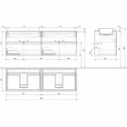 Podwieszane meble łazienkowe z podwójną wbudowaną umywalką, nowoczesny design - Dumbo Viadurini