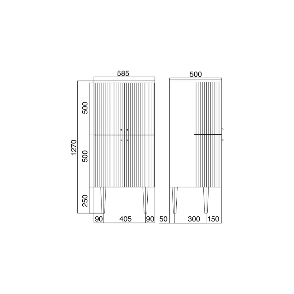 Szafka łazienkowa z czterema drzwiami, które zamykają 3 półki Made in Italy - Candy Viadurini