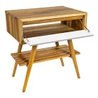 Podłogowa szafka łazienkowa z odzyskanego drewna tekowego i białego blatu podporowego - Gatien Viadurini