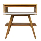 Podłogowa szafka łazienkowa z odzyskanego drewna tekowego i białego blatu podporowego - Gatien Viadurini