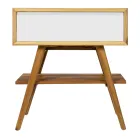 Podłogowa szafka łazienkowa z odzyskanego drewna tekowego i białego blatu podporowego - Gatien Viadurini