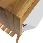 Podłogowa szafka łazienkowa z odzyskanego drewna tekowego i białego blatu podporowego - Gatien Viadurini