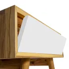 Podłogowa szafka łazienkowa z odzyskanego drewna tekowego i białego blatu podporowego - Gatien Viadurini