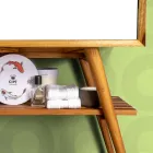 Podłogowa szafka łazienkowa z odzyskanego drewna tekowego i białego blatu podporowego - Gatien Viadurini