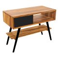 Szafka łazienkowa z naturalnego drewna tekowego z szufladą i czarnymi nogami - Benoit