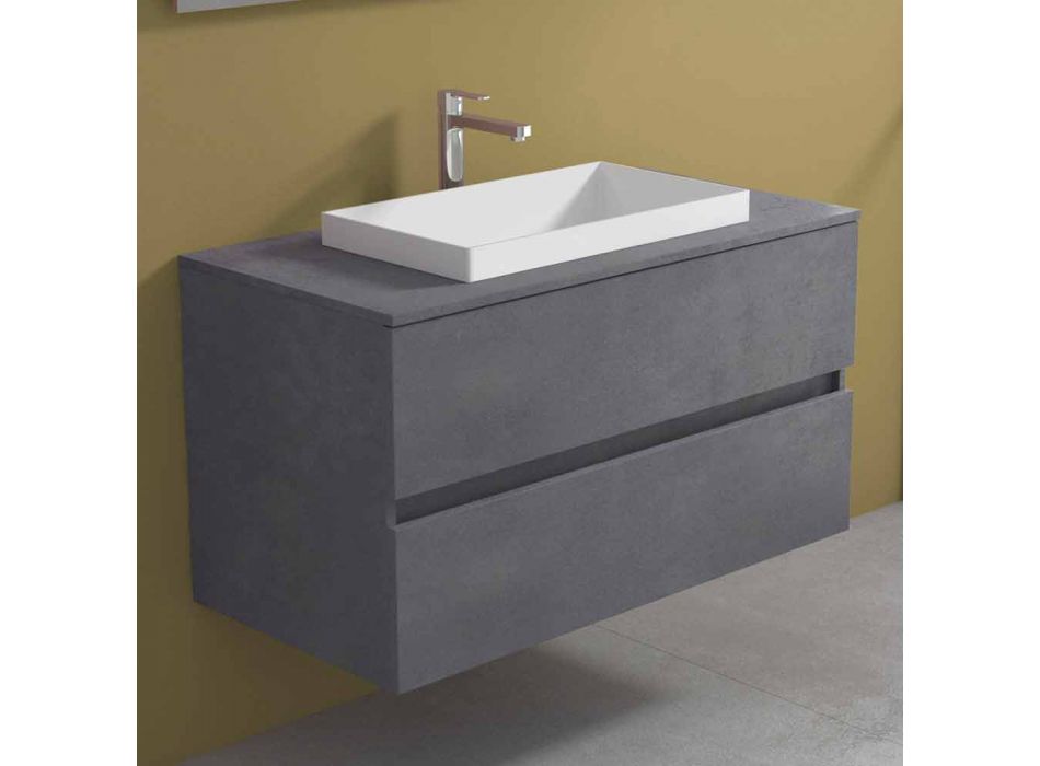 Szafka łazienkowa z wbudowaną umywalką, nowoczesny design podwieszany - Casimira Viadurini