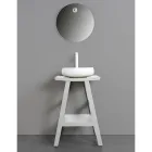 Zaprojektuj szafkę łazienkową z naturalnego drewna tekowego z matowym białym blatem i wspornikiem - Raomi Viadurini