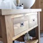 Szafka łazienkowa z naturalnego drewna tekowego z 2 szufladami - Faetano Viadurini