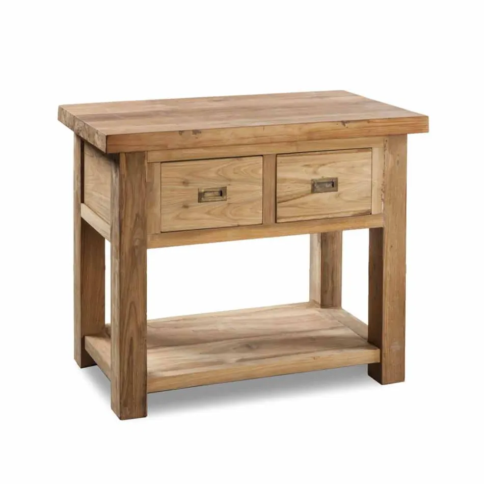 Szafka łazienkowa z naturalnego drewna tekowego z 2 szufladami - Faetano Viadurini