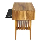 Nowoczesna szafka łazienkowa z drewnianym wykończeniem i dużym blatem w kolorze czarnym - Gatien Viadurini