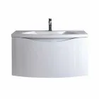 Nowoczesna podwieszana szafka łazienkowa z półką pod umywalkę i designerskim lustrem - Michele Viadurini