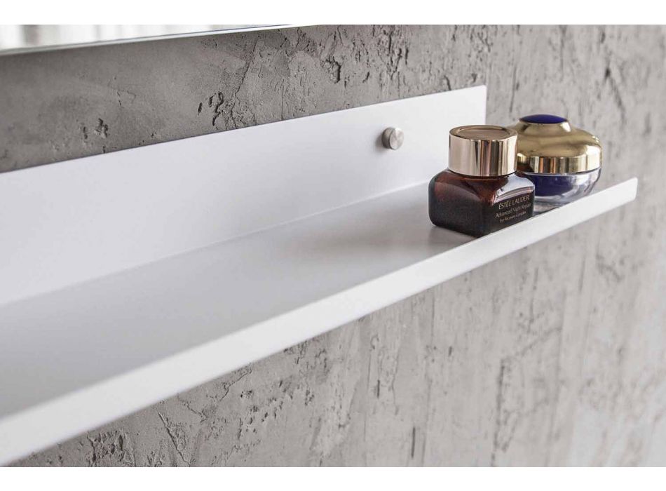 Nowoczesna podwieszana szafka łazienkowa z półką pod umywalkę i designerskim lustrem - Michele