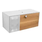 Szafka łazienkowa wisząca 100 cm ze szkła hartowanego o grubości 8 mm i dębu europejskiego – Excelsior Viadurini