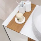 Szafka łazienkowa wisząca 100 cm ze szkła hartowanego o grubości 8 mm i dębu europejskiego – Excelsior Viadurini