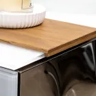 Szafka łazienkowa wisząca 100 cm ze szkła hartowanego o grubości 8 mm i dębu europejskiego – Excelsior Viadurini