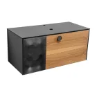 Szafka łazienkowa wisząca 100 cm ze szkła hartowanego o grubości 8 mm i dębu europejskiego – Excelsior Viadurini