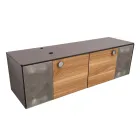 Szafka łazienkowa wisząca 160 cm ze szkła hartowanego o grubości 8 mm i dębu europejskiego – Excelsior Viadurini