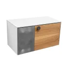 Szafka łazienkowa wisząca 80 cm ze szkła hartowanego o grubości 8 mm i dębu europejskiego - Excelsior Viadurini