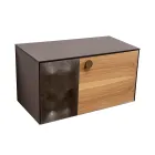 Szafka łazienkowa wisząca 80 cm ze szkła hartowanego o grubości 8 mm i dębu europejskiego - Excelsior Viadurini