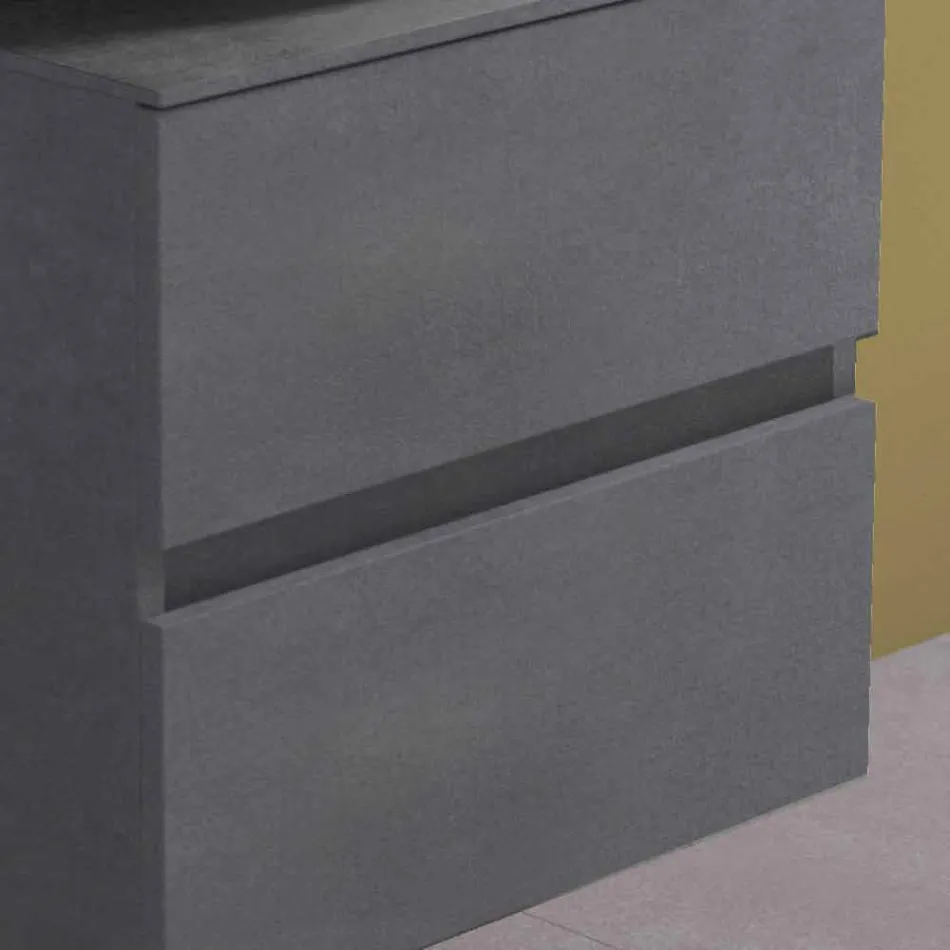 Szafka łazienkowa podwieszana z okrągłą umywalką nablatową, nowoczesny design - Dumbo Viadurini