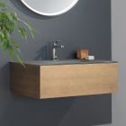 Zawieszana szafka łazienkowa z lustrem z metalu, drewna i luksusowego kryształu - Renga Viadurini
