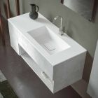 Podwieszana szafka łazienkowa i zintegrowana umywalka, nowoczesny design w 4 wykończeniach - Pistillo Viadurini