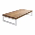 Podwieszana szafka łazienkowa z drewna tekowego z wieszakiem na ręczniki w kolorze Hi Macs® White - Saverno Viadurini