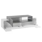 Niska drewniana szafka pod telewizor Salon z 3 drzwiami i otwartą przegrodą - Therese Viadurini