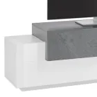 Niska drewniana szafka pod telewizor Salon z 3 drzwiami i otwartą przegrodą - Therese Viadurini