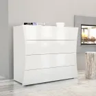 Mobilna Biała Szuflada 4 Szuflady z Ekologicznego Drewna - Sabine Viadurini