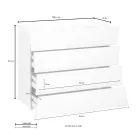 Mobilna Biała Szuflada 4 Szuflady z Ekologicznego Drewna - Sabine Viadurini