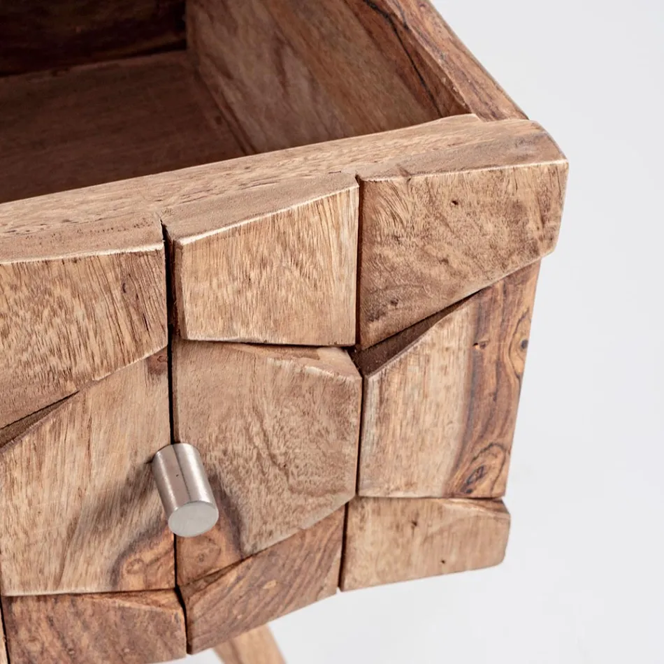 Drewniana Komoda Sheesham Design 3 Szuflady Homemotion - Fregene Viadurini