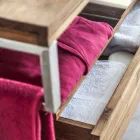 Podwieszana konsola łazienkowa ze strukturą z naturalnego drewna tekowego - Rodolfo Viadurini