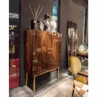 Nowoczesny regał z 4 drzwiami z błyszczącego drewna hebanowego Ada Viadurini