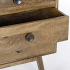 Komoda na kółkach 2 drzwi 3 szuflady w stylu vintage z drewna mango - Desiderio Viadurini