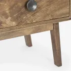 Komoda na kółkach 2 drzwi 3 szuflady w stylu vintage z drewna mango - Desiderio Viadurini