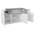 Kredens Mobilny 4-drzwiowy Biały i Antracyt Drewno, Cement lub Klon - Therese Viadurini