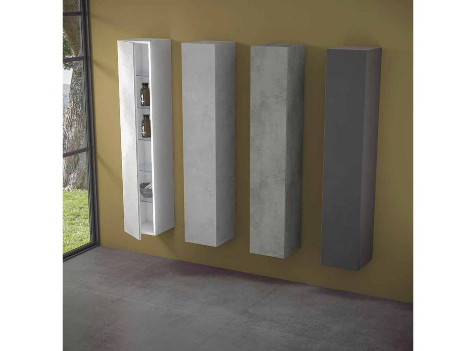 Meble łazienkowe kolumnowe z 6 półkami i drzwiami w 4 wykończeniach - Antanta Viadurini