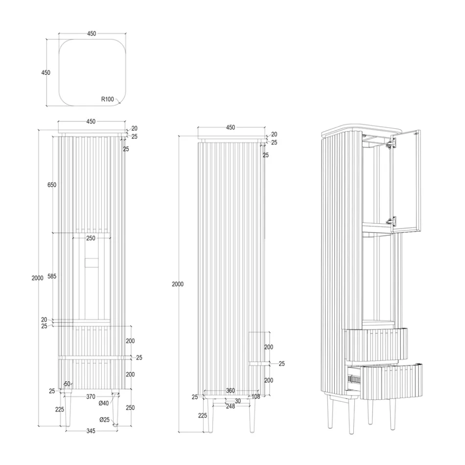 Kolumnowa szafka łazienkowa wykonana z litego drewna tekowego i mahoniu - Plumeria Viadurini
