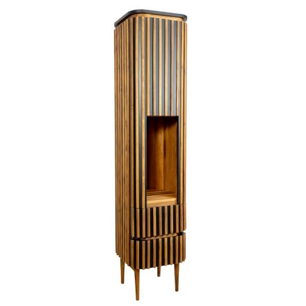 Kolumnowa szafka łazienkowa wykonana z litego drewna tekowego i mahoniu - Plumeria Viadurini