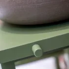 Wolnostojąca szafka łazienkowa z wykończeniem z drewna tekowego i dużą zieloną półką - Raomi Viadurini