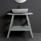 Wolnostojąca Szafka Łazienkowa z Naturalnym Szarym Wykończeniem Teak - Włosie Końskie Viadurini