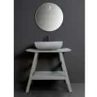 Wolnostojąca Szafka Łazienkowa z Naturalnym Szarym Wykończeniem Teak - Włosie Końskie Viadurini