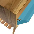 Szafka łazienkowa stojąca niebieska z naturalnego drewna tekowego z kolorową szufladą - Gatien Viadurini